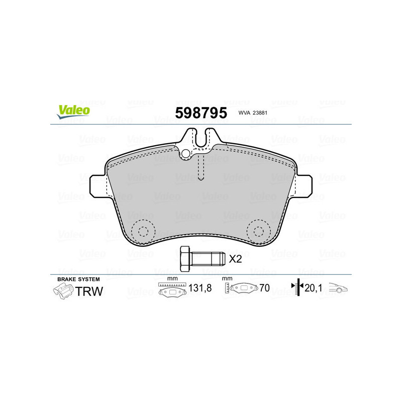 VALEO 598795 Brake Pads Set Front for