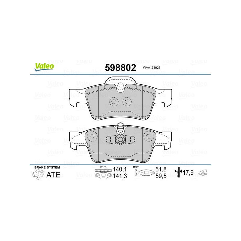 VALEO 598802 Pastillas de freno Trasero para