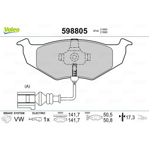 VALEO 598805 Brzdové platničky Predné pre