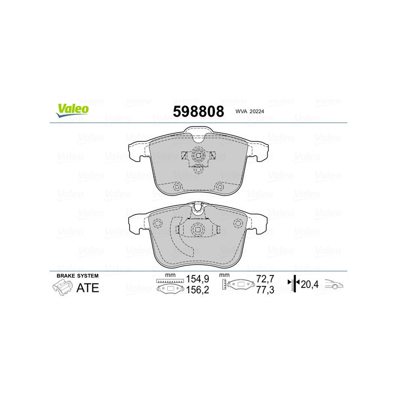 VALEO 598808 Pastiglie freno Anteriore per