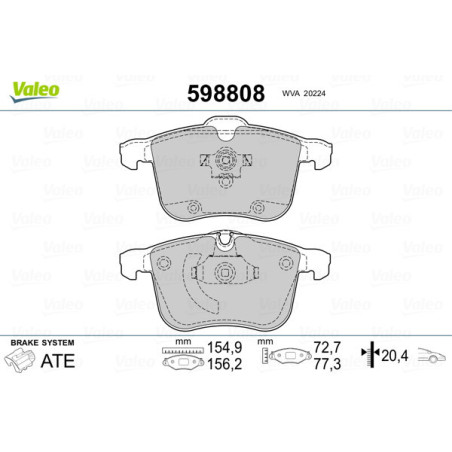 VALEO 598808 Plaquettes de frein Avant pour