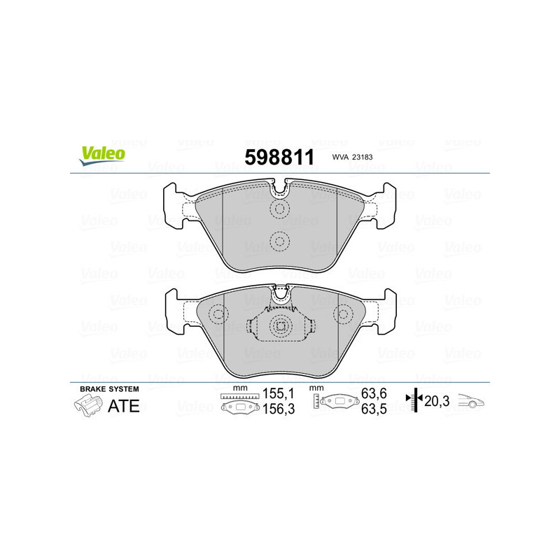 VALEO 598811 Brake Pads Set Front for