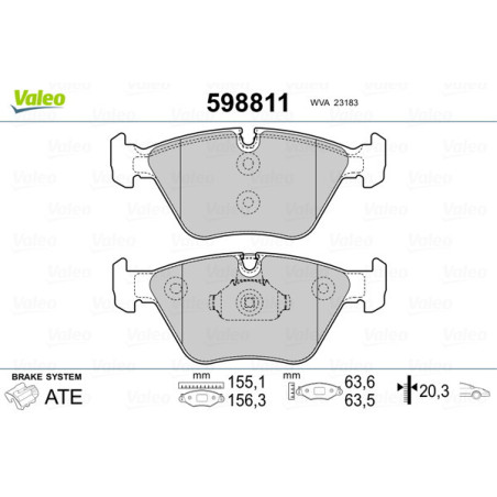 VALEO 598811 Plaquettes de frein Avant pour