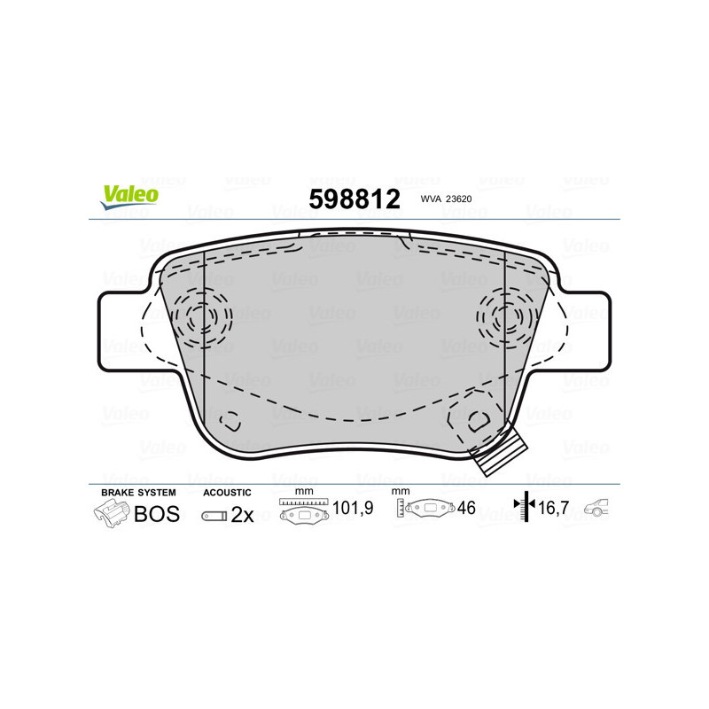 VALEO 598812 Plaquettes de frein Arrière pour