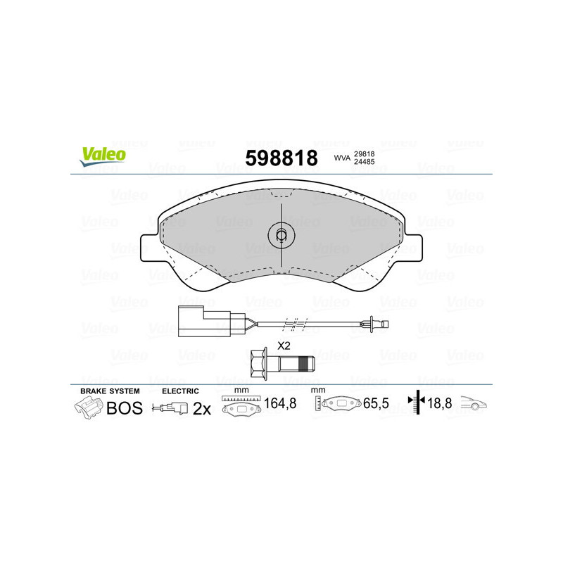 VALEO 598818 Klocki hamulcowe Przód dla