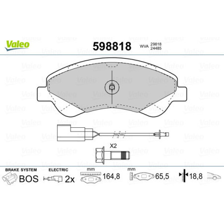 VALEO 598818 Plaquettes de frein Avant pour
