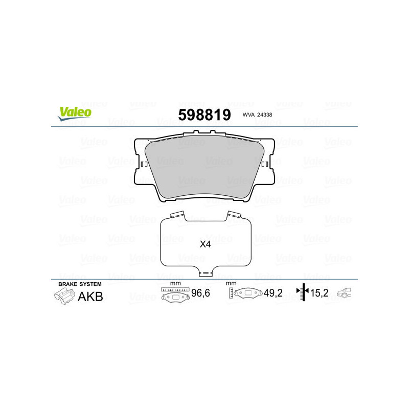 VALEO 598819 Pastillas de freno Trasero para