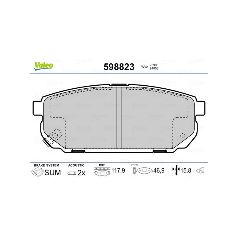 VALEO 598823 Pastillas de freno Trasero para