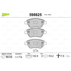 VALEO 598825 Klocki hamulcowe Przód dla
