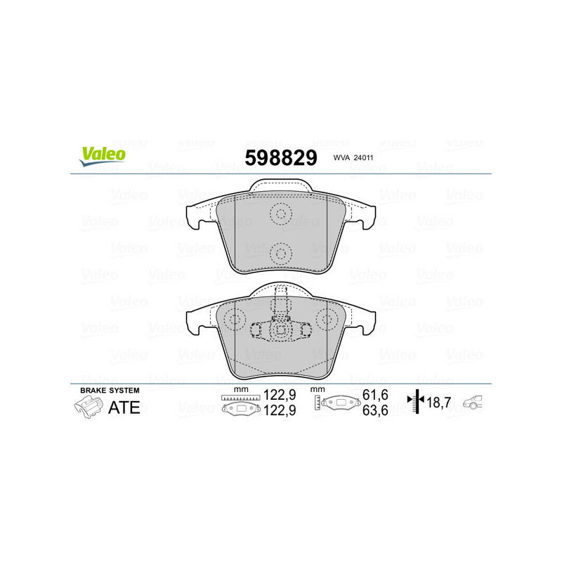 VALEO 598829 Pastillas de freno Trasero para