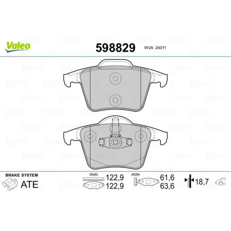 VALEO 598829 Pastiglie freno Posteriore per