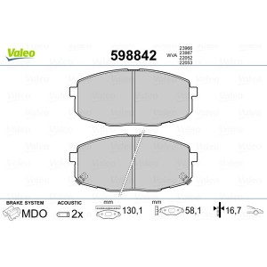 VALEO 598842 Brzdové platničky Predné pre