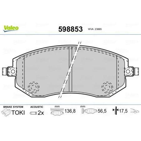 VALEO 598853 Bremsbeläge Vorne für