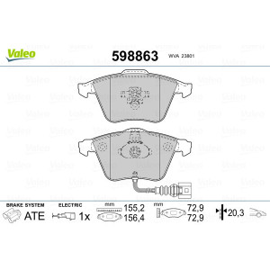 VALEO 598863 Pastiglie freno Anteriore per