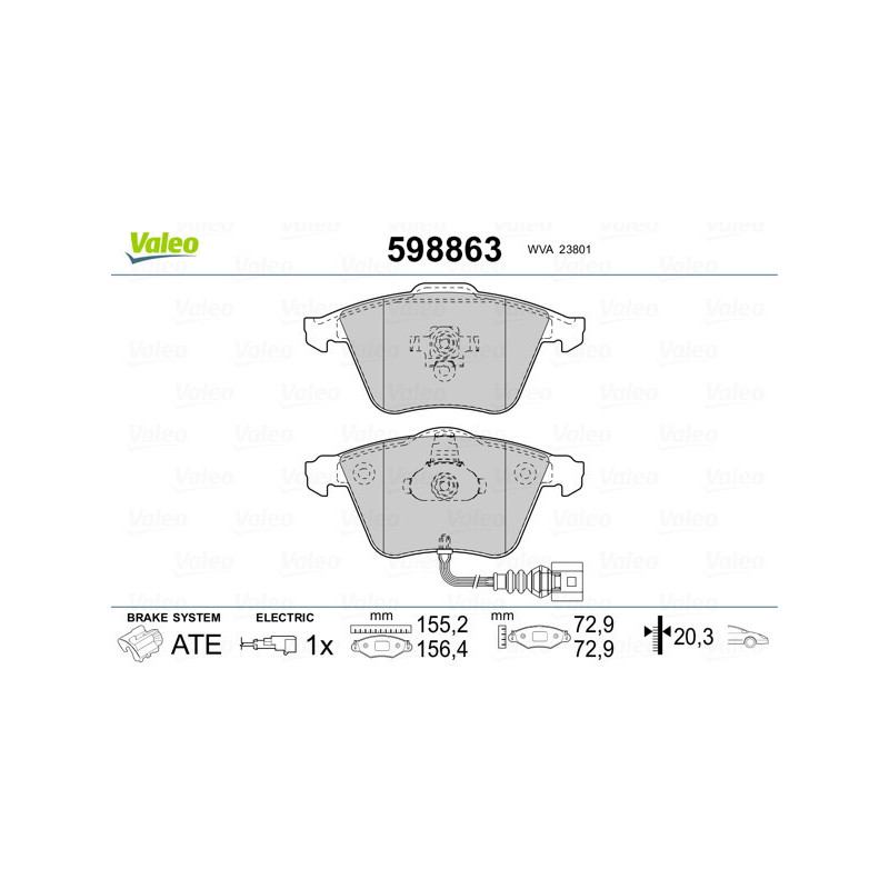 VALEO 598863 Plaquettes de frein Avant pour