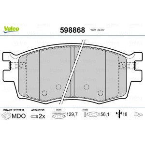 VALEO 598868 Pastiglie freno Anteriore per