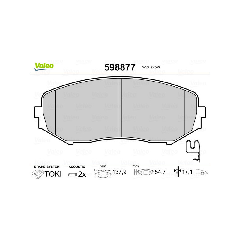 VALEO 598877 Pastiglie freno Anteriore per