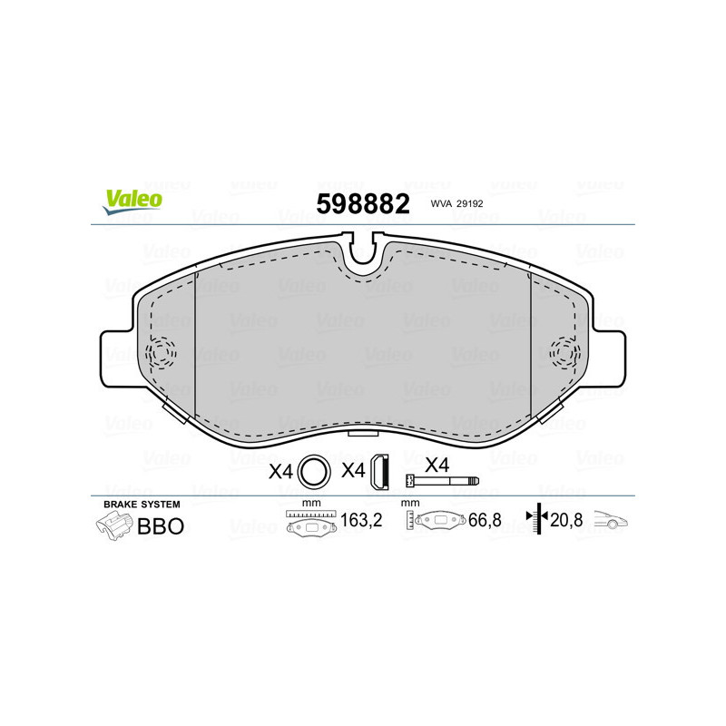 VALEO 598882 Bremsbeläge Vorne für