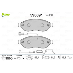 VALEO 598891 Pastillas de freno Delantero para