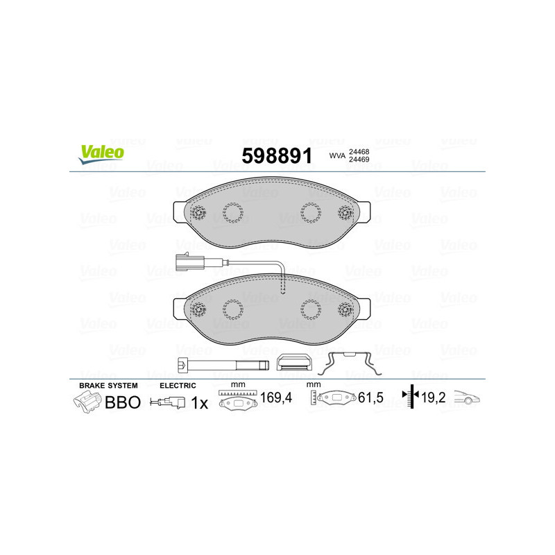 VALEO 598891 Klocki hamulcowe Przód dla