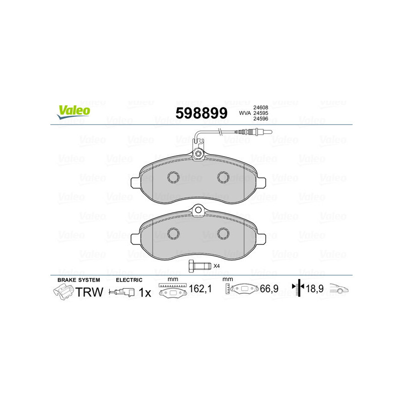 VALEO 598899 Pastiglie freno Anteriore per