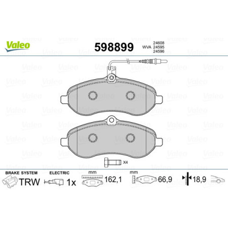 VALEO 598899 Klocki hamulcowe Przód dla