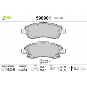 VALEO 598901 Pastiglie freno Anteriore per