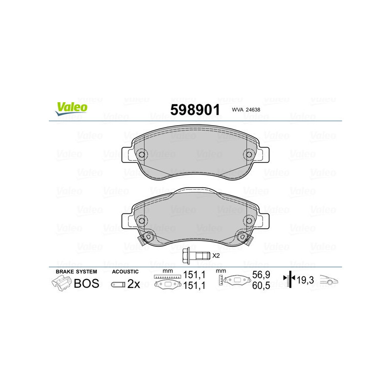 VALEO 598901 Brake Pads Set Front for