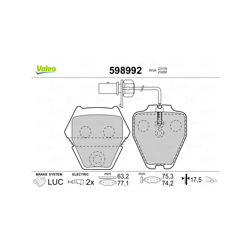 VALEO 598992 Pastiglie freno Anteriore per