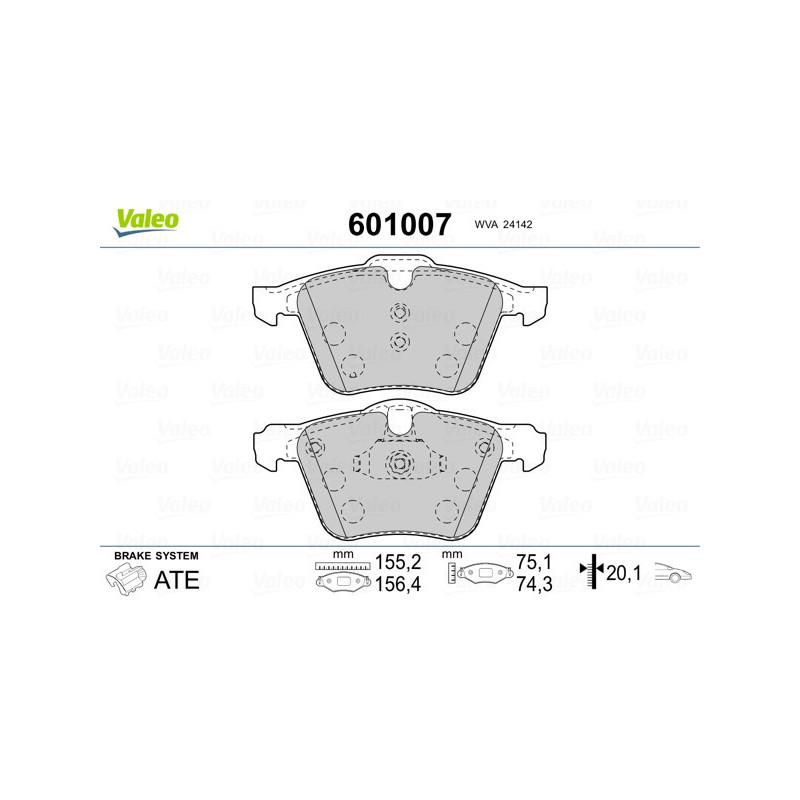 VALEO 601007 Pastiglie freno Anteriore per