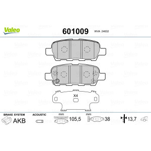 VALEO 601009 Pastiglie freno Posteriore per