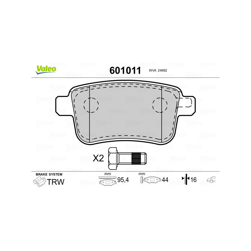 VALEO 601011 Klocki hamulcowe Tył dla