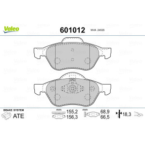 VALEO 601012 Brzdové platničky Predné pre