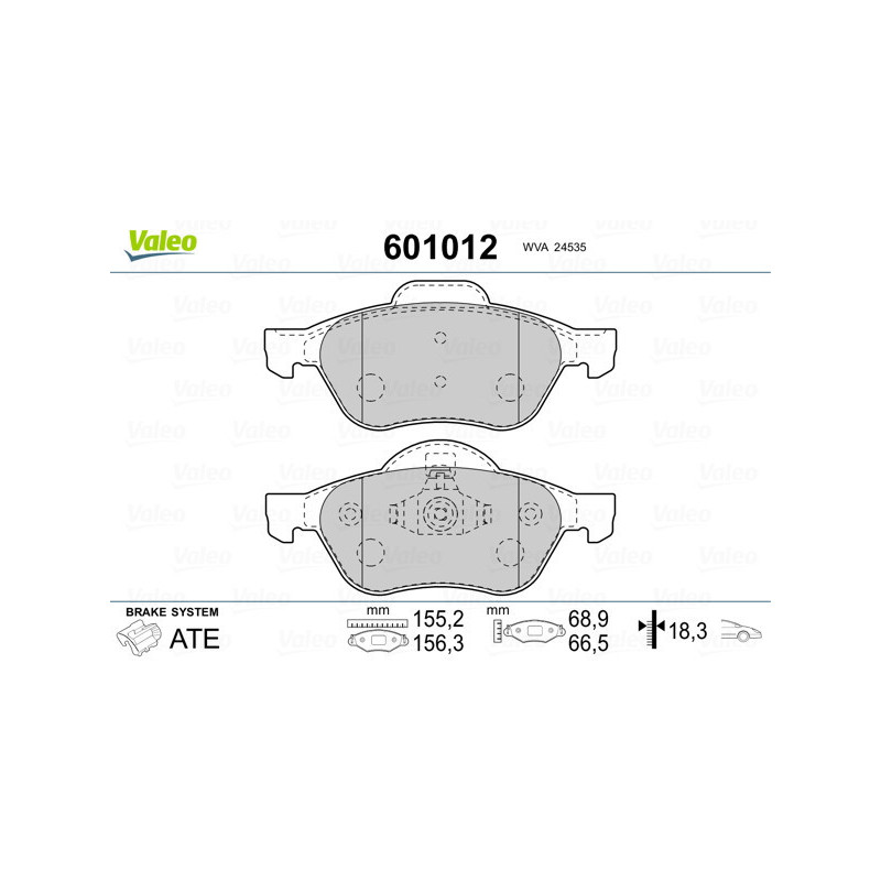 VALEO 601012 Pastiglie freno Anteriore per
