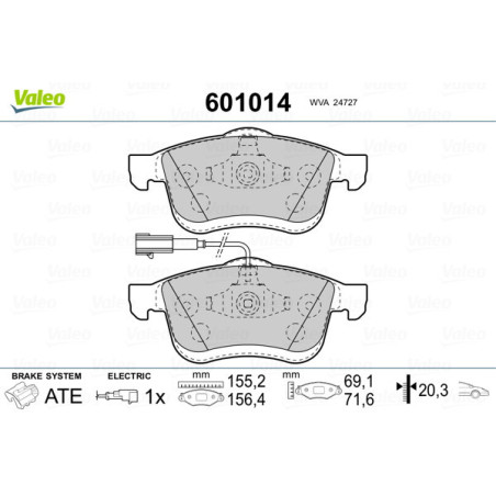 VALEO 601014 Brzdové destičky Přední pro