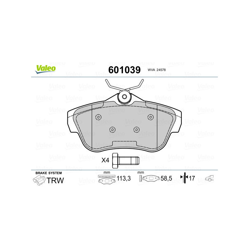 VALEO 601039 Plaquettes de frein Arrière pour
