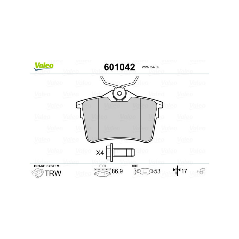 VALEO 601042 Brzdové platničky Zadné pre