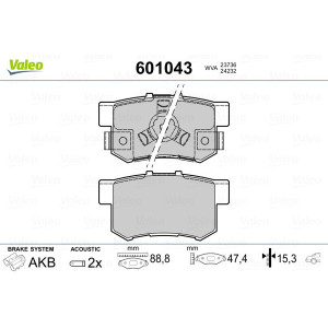 VALEO 601043 Brzdové platničky Zadné pre