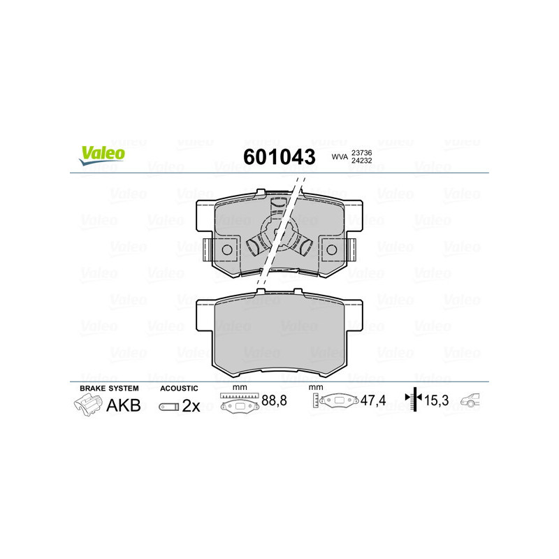 VALEO 601043 Plaquettes de frein Arrière pour