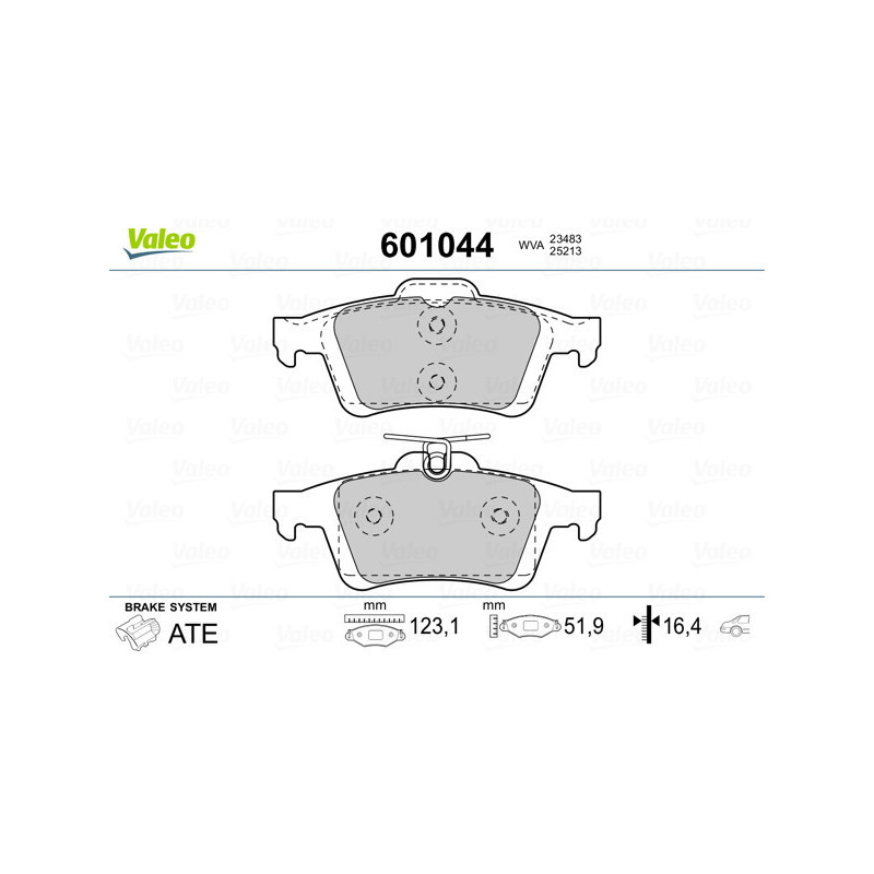 VALEO 601044 Bremsbeläge Hinten für