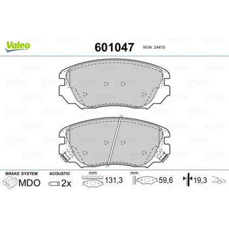 VALEO 601047 Brzdové platničky Predné pre