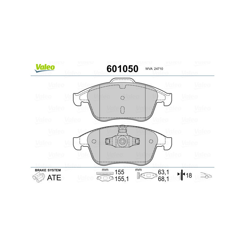 VALEO 601050 Klocki hamulcowe Przód dla