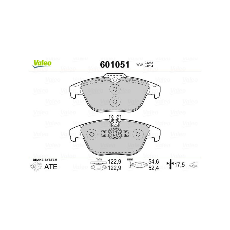 VALEO 601051 Klocki hamulcowe Tył dla