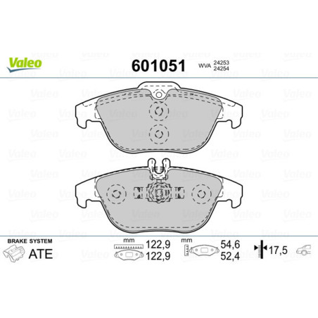 VALEO 601051 Brzdové destičky Zadní pro