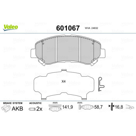 VALEO 601067 Pastillas de freno Delantero para