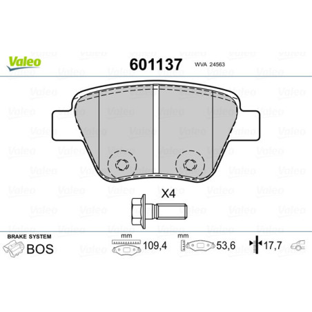 VALEO 601137 Plaquettes de frein Arrière pour