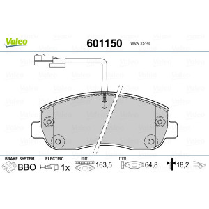 VALEO 601150 Brzdové platničky Predné pre