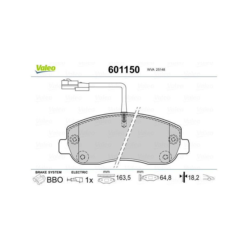 VALEO 601150 Brzdové platničky Predné pre