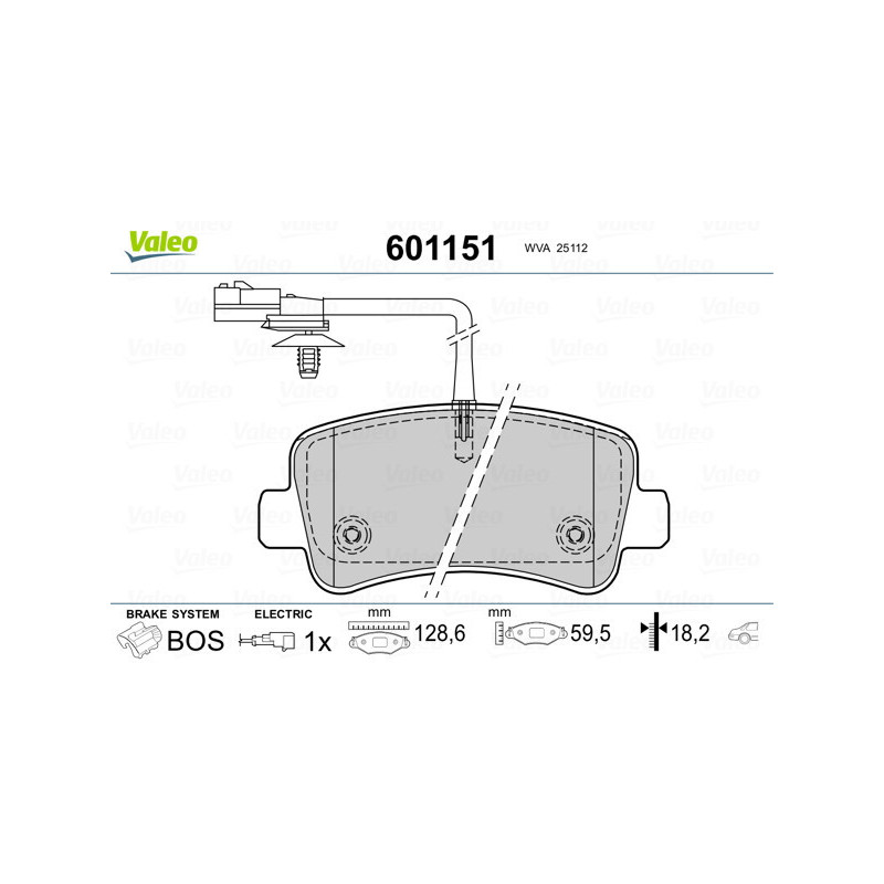 VALEO 601151 Pastillas de freno Trasero para