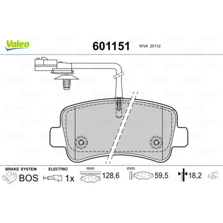 VALEO 601151 Brzdové platničky Zadné pre